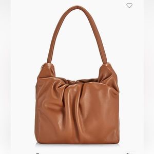 Staud Felix Ruched Leather Top Handle Bag With Duster